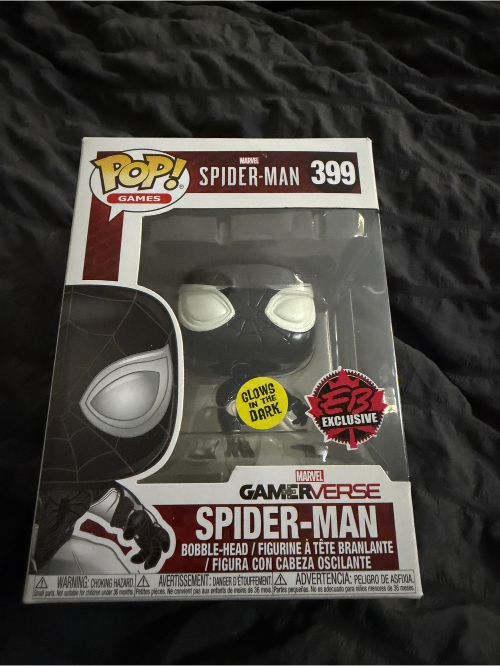 Funko Pop! Spider-Man #399 GITD EB Games Exclusive Gamerverse Negative Suit